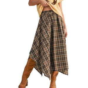 NWT Anniewear Plaid Brown Skirt Size XL